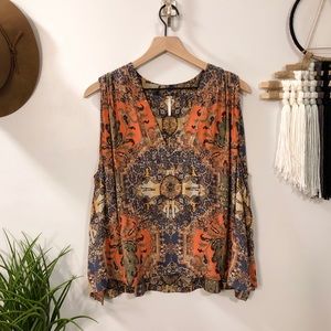Free People Darcy V Neck Boho Festival Swing Tank